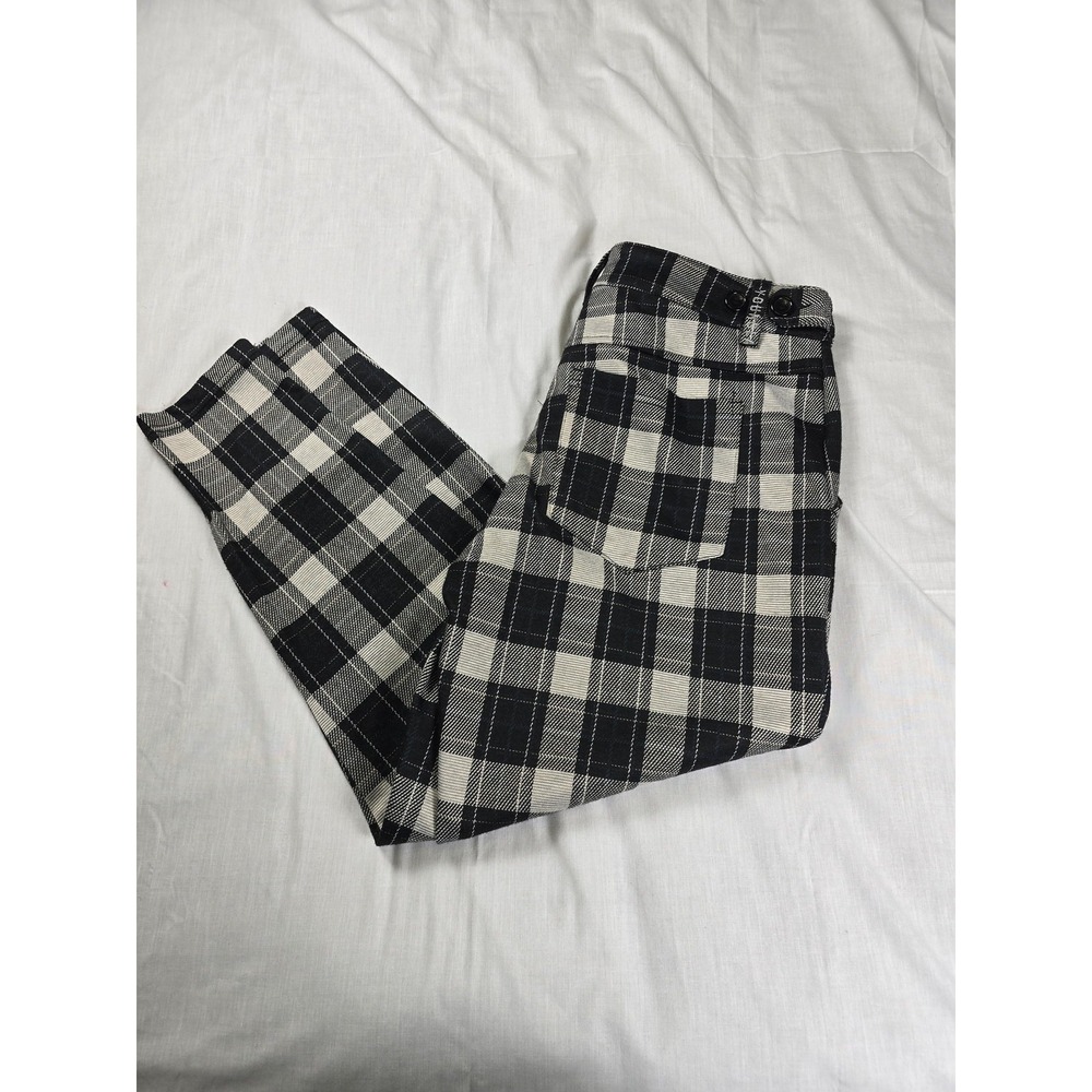 YoungLA Pants Mens 30x28 Black Plaid Slim Fit Stretch Dress Tapered Casual